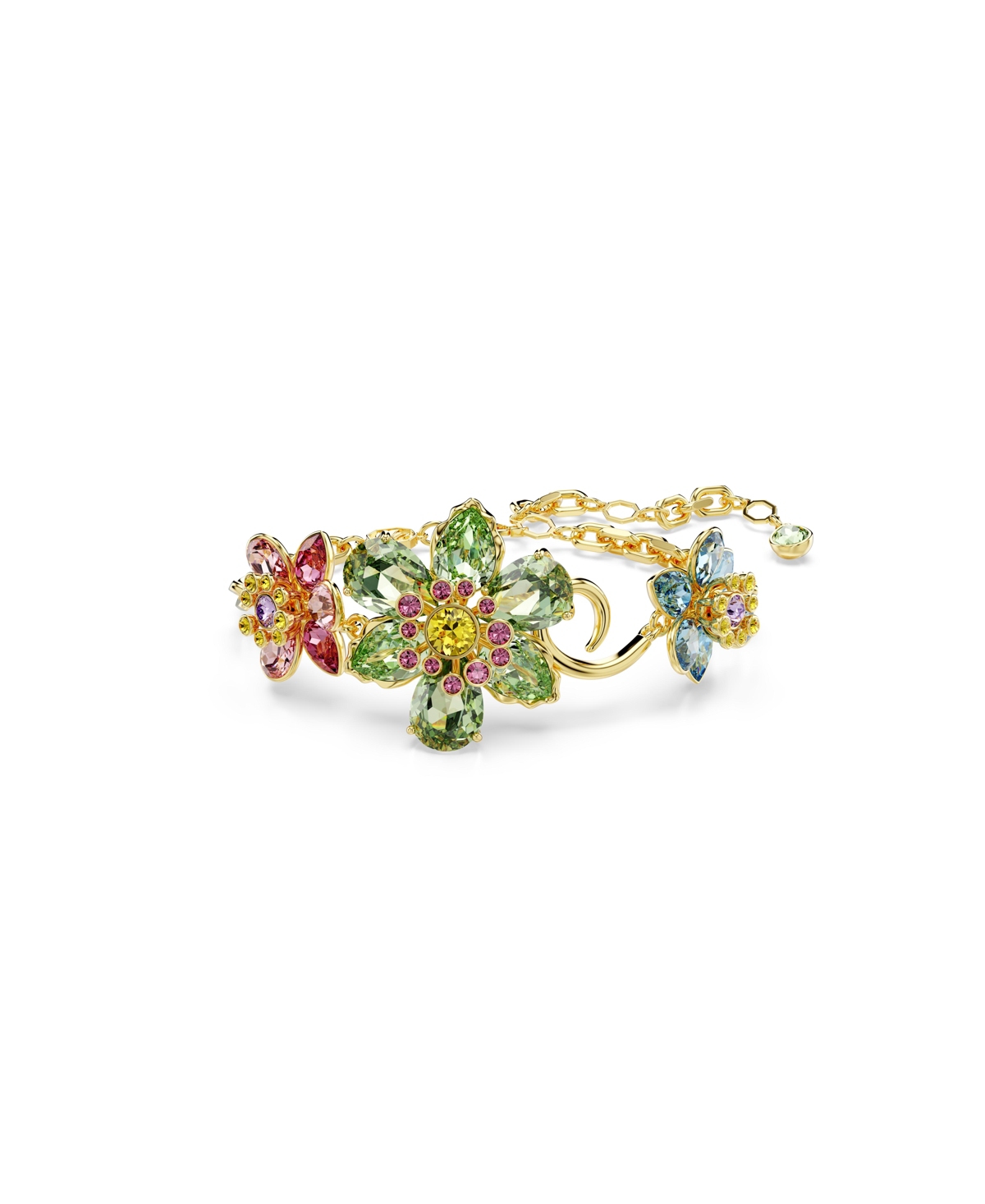 SWAROVSKI IDYLLIA MIXED CUTS FLOWER MULTICOLORED GOLD-TONE PLATED BRACELET 
