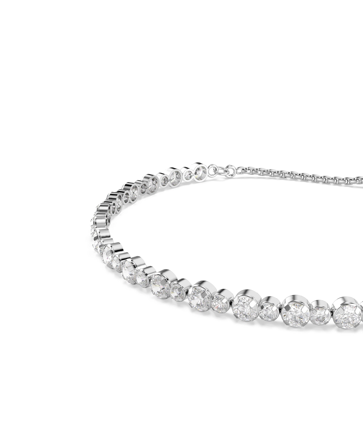 Swarovski Matrix Mixed Round Cuts White Rhodium Plated Tennis Bracelet In White