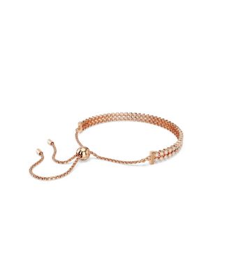 Matrix Round Cut White Rose Gold-Tone Plated Tennis Bracelet