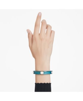 Dulcis Octagon Cut Blue Gold-Tone Plated Bangle Bracelet