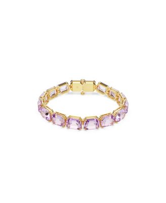 Millenia Octagon Cut Purple Gold-Tone Plated Tennis Bracelet