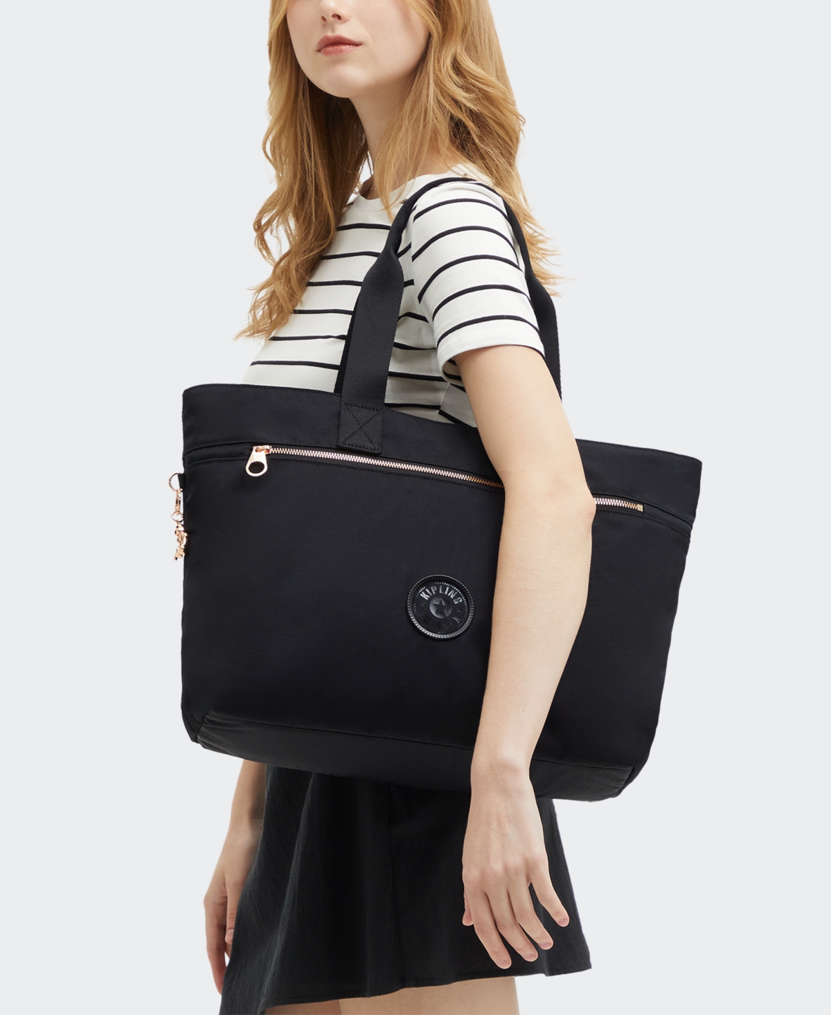 Kipling Colissa Up Laptop Tote Bag In Black Rose Spice