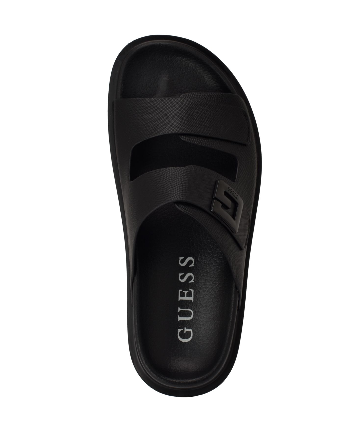 Мужские сандалии GUESS Vugon Branded Slip On Fashion, цвет: Чёрный — фото 4