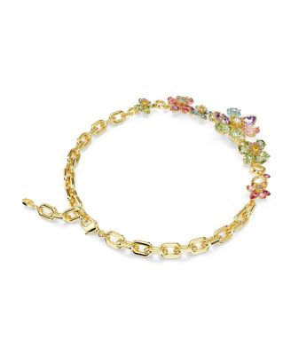 Idyllia Mixed Cuts Flower Multicolored Gold-Tone Plated Necklace