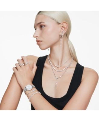 Constella Round Cuts White Rhodium Plated Y Necklace