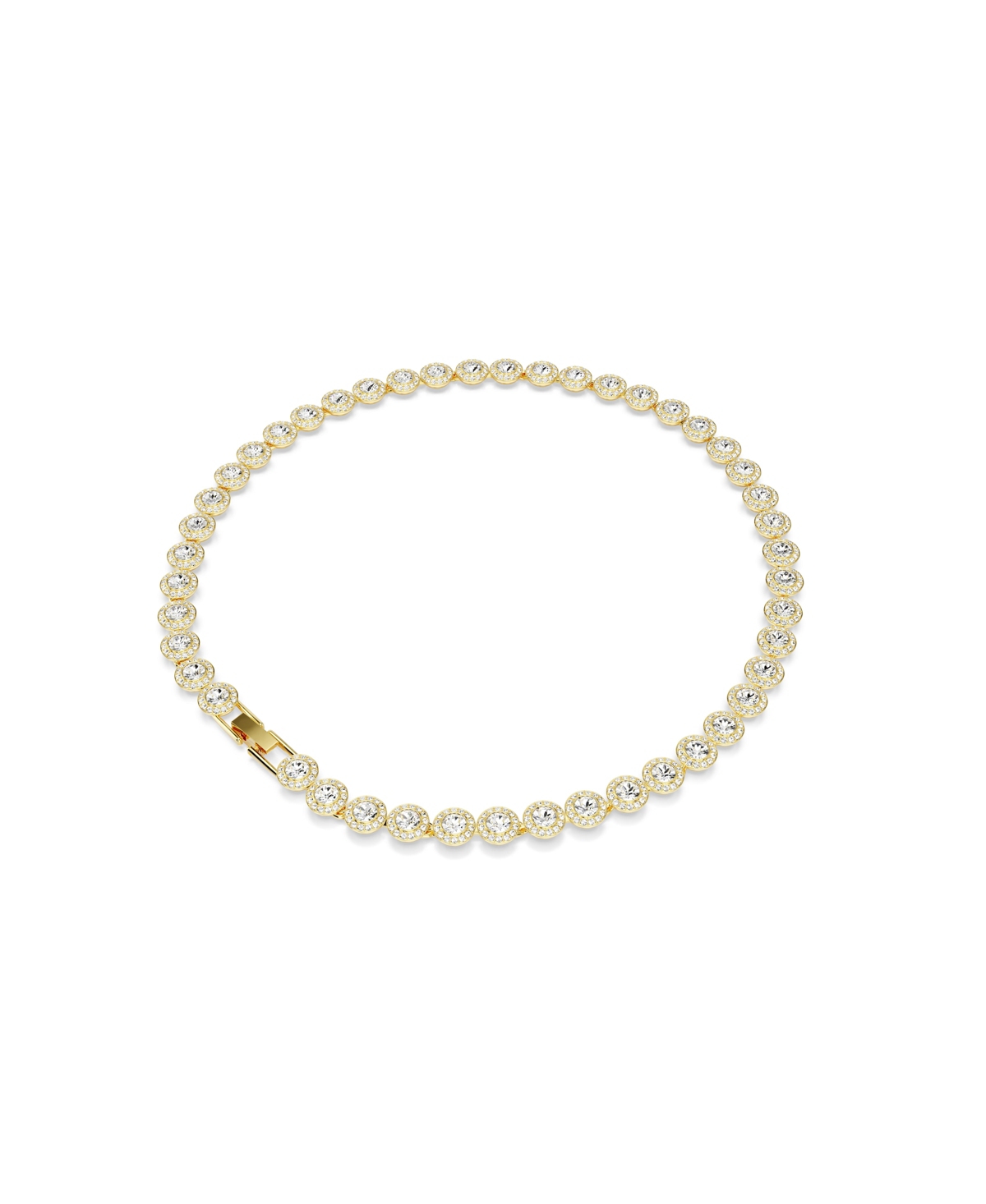 Swarovski Una Angelic Round Cut White Gold-tone Plated Tennis Necklace In Gold