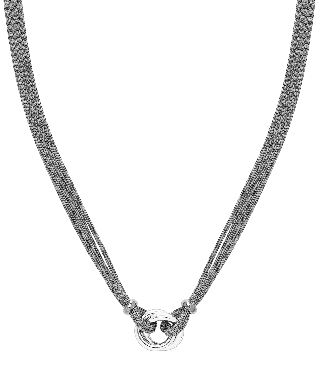 MACY'S LOVE KNOT DOUBLE MESH CHAIN PENDANT NECKLACE IN STERLING SILVER, 18" 
