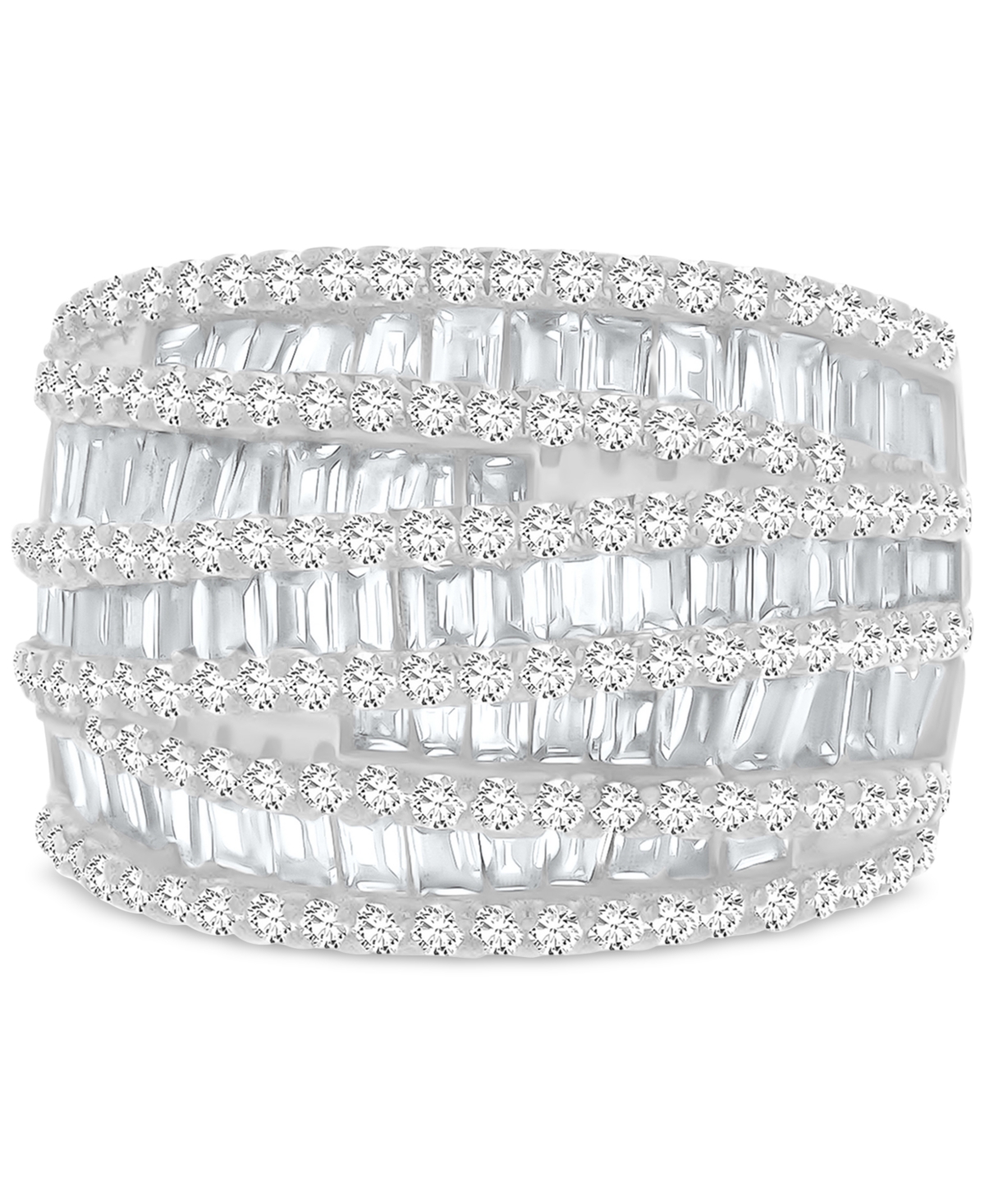 Macy's Mixed Cubic Zirconia Multi-row Ring (4-3/4 Ct. T.w.) In 14k Gold Over Sterling Silver In Silver