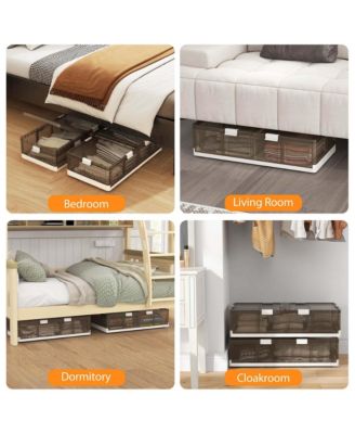 2 Pack 26.5 Gal Under Bed Storage Containers with Wheels Double Opening Lids