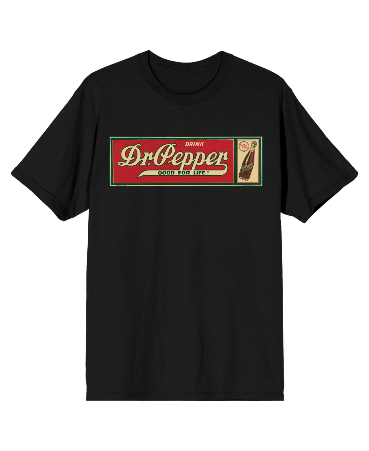 Big & Tall Dr Pepper Good For Life Vintage Ad Black Heavyweight Beefy T shirt-5XL - Black