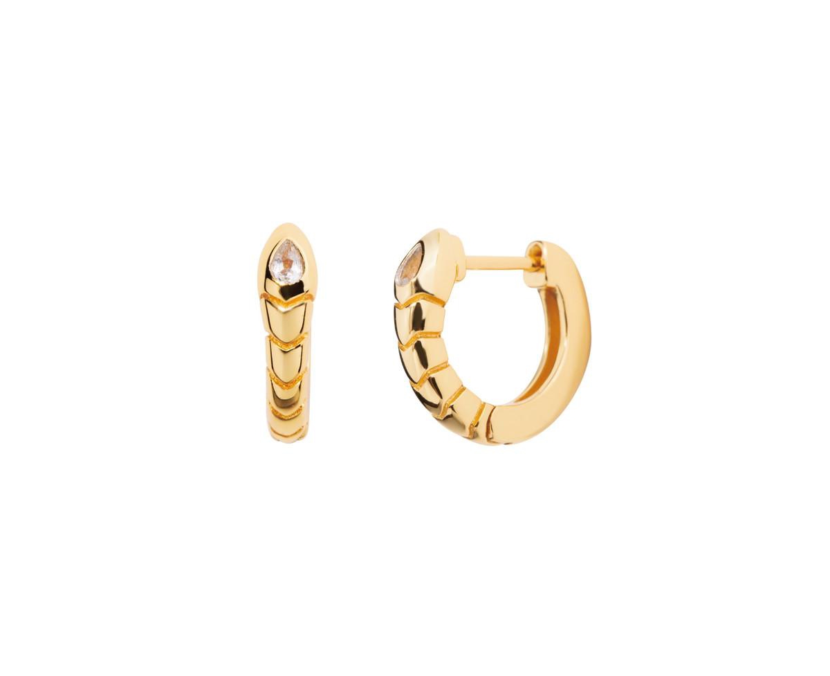 Snake Huggie Earrings in 14K Gold-Plated Sterling Silver - Gold