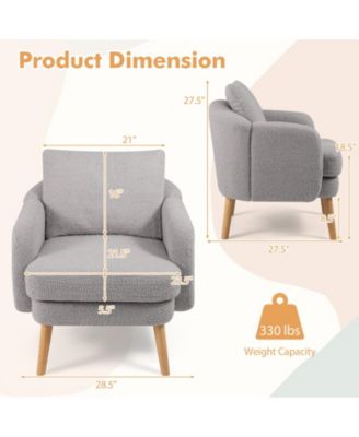 Sherpa Accent Chair Modern Living Room Chair with Seat Cushion