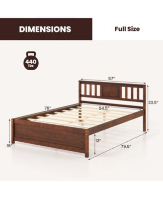 Wood Platform Bed Frame with Headboard and Slats, No Box Spring Needed