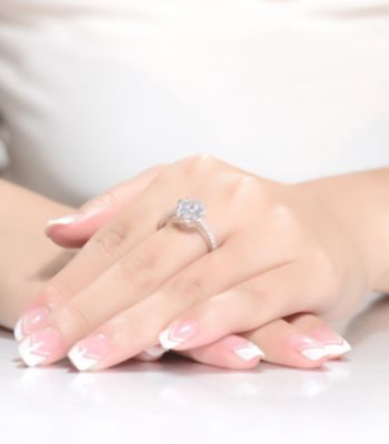 Sterling Silver White Gold Plated with Clear Cubic Zirconia Solitaire Ring