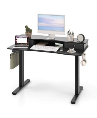 48"x 24" Electric Standing Desk with 2 Drawers Monitor Stand Storage Shelf
