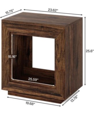 24" Farmhouse End Table, 2 Tiered Side Table with Shelf Storage