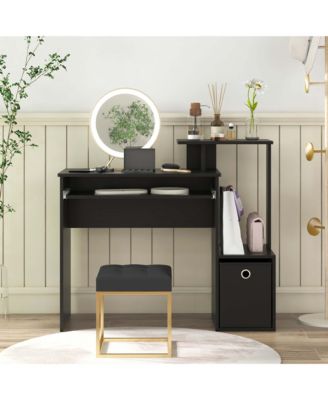 Home Office Computer Desk Space-saving Study Writing Desk with Keyboard Tray