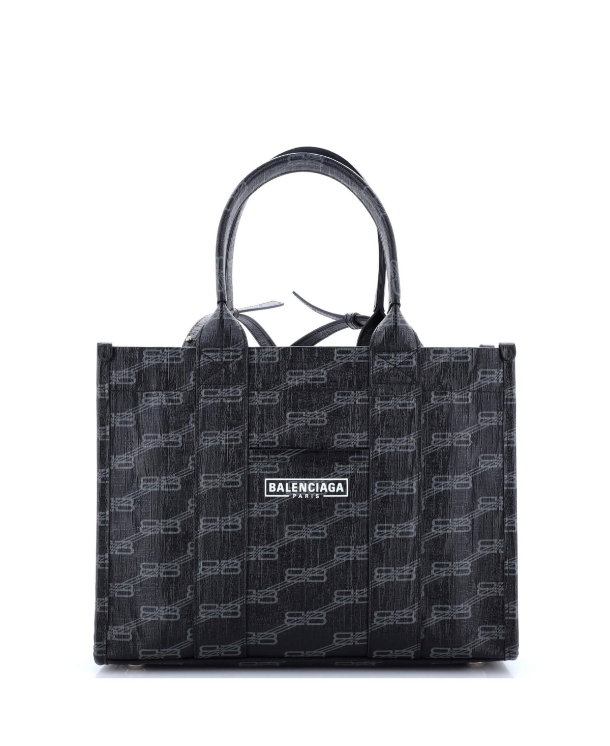 Small Hardware Tote Bb Monogram Coated Canvas - Black
