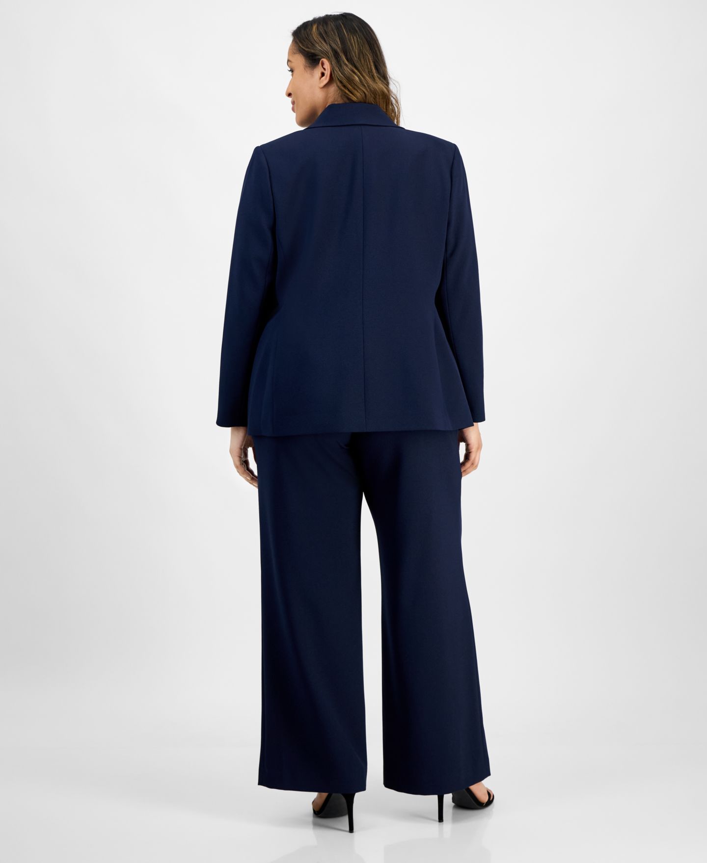 Женские комплекты Tahari ASL Plus Size Single-Button Crepe Blazer & Wide-Leg Pants, цвет: Colbalt — фото 3