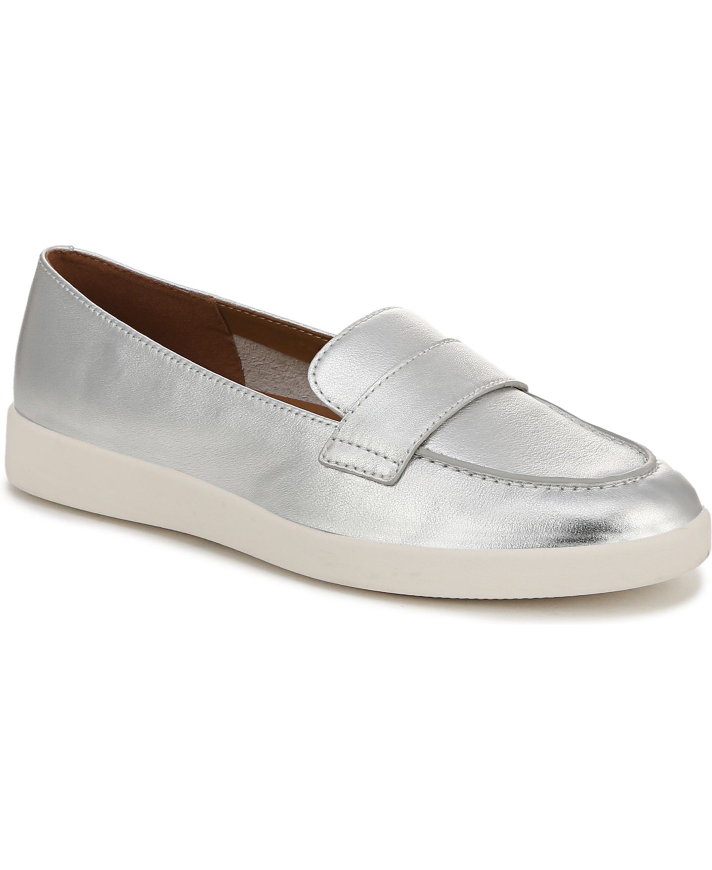 Женские туфли Naturalizer Karis Closed Round Toe Hybrid Penny, цвет: Серебряный кожаный — фото 1