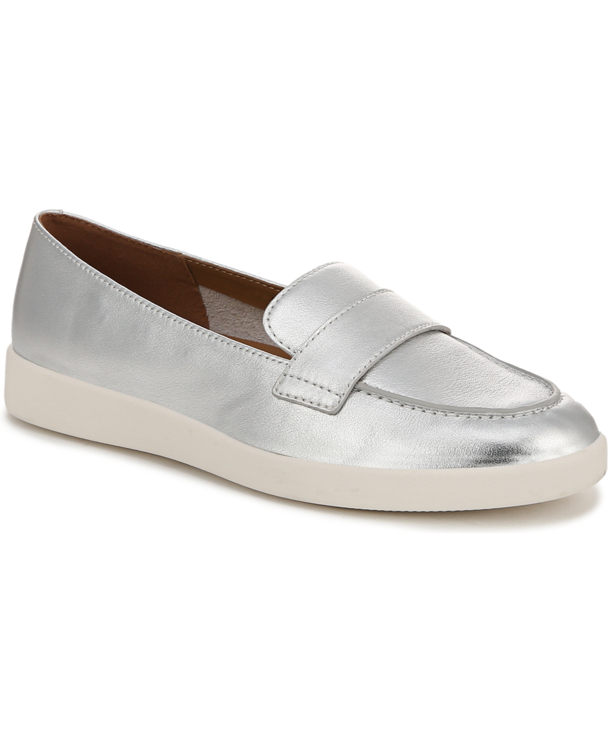 Naturalizer Women's Karis Closed Round Toe Hybrid Penny Loafers In Silver Leather