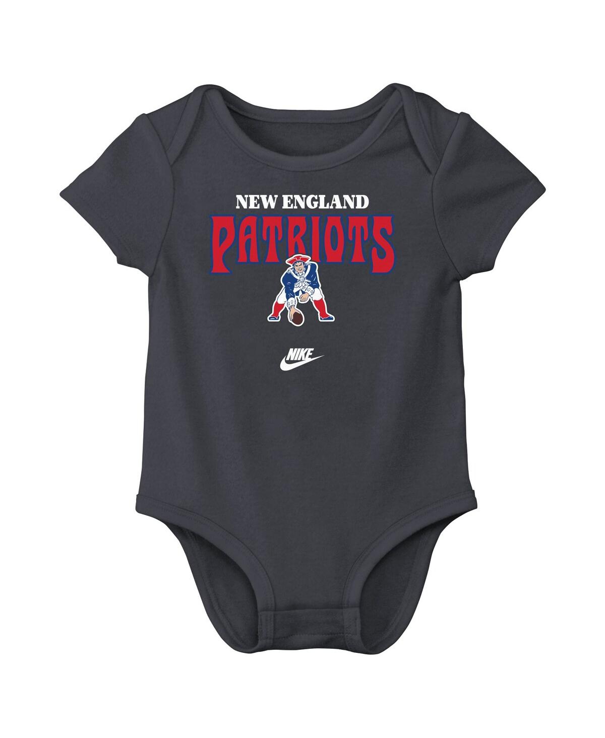 NIKE BABY BOYS AND GIRLS NEW ENGLAND PATRIOTS REWIND BODYSUIT 3-PACK 