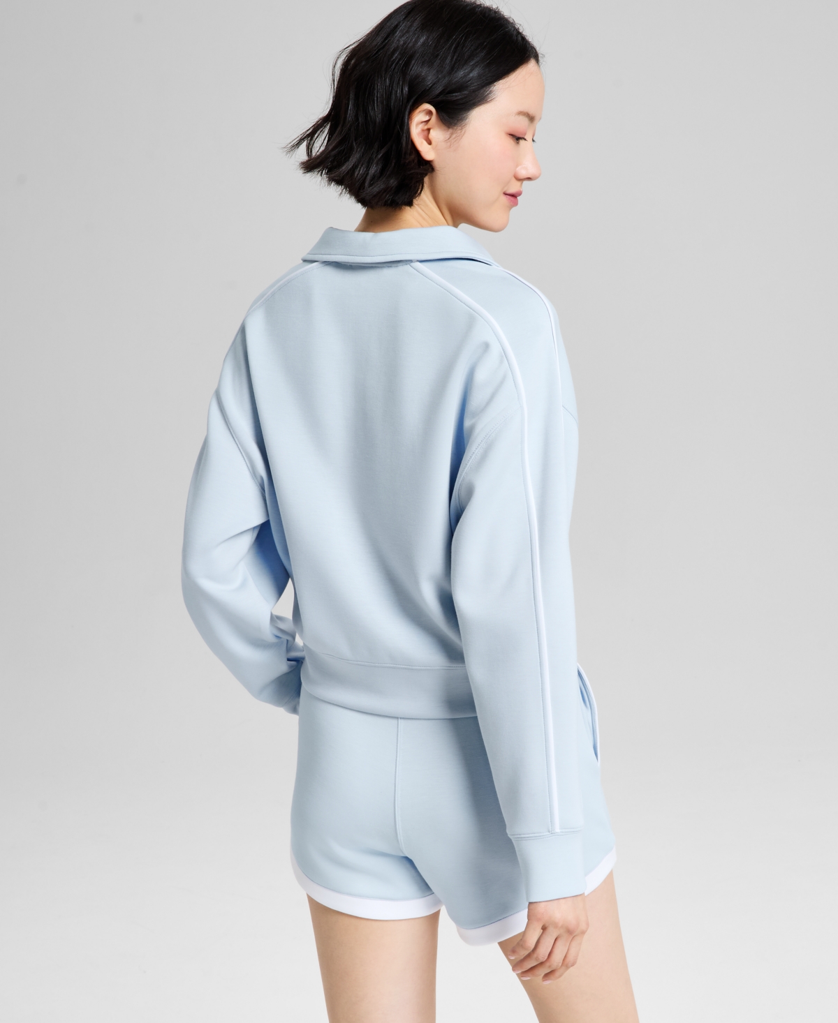 And Now This Women's Scuba Contrast-hem Pull-on Shorts, Exclusively At Macy's In Lt Blue