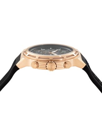 Men's Swiss Chronograph Sport Black Silicone Strap Watch 44mm