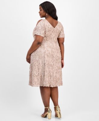 Plus Size V-Neck A-Line Sequin Dress