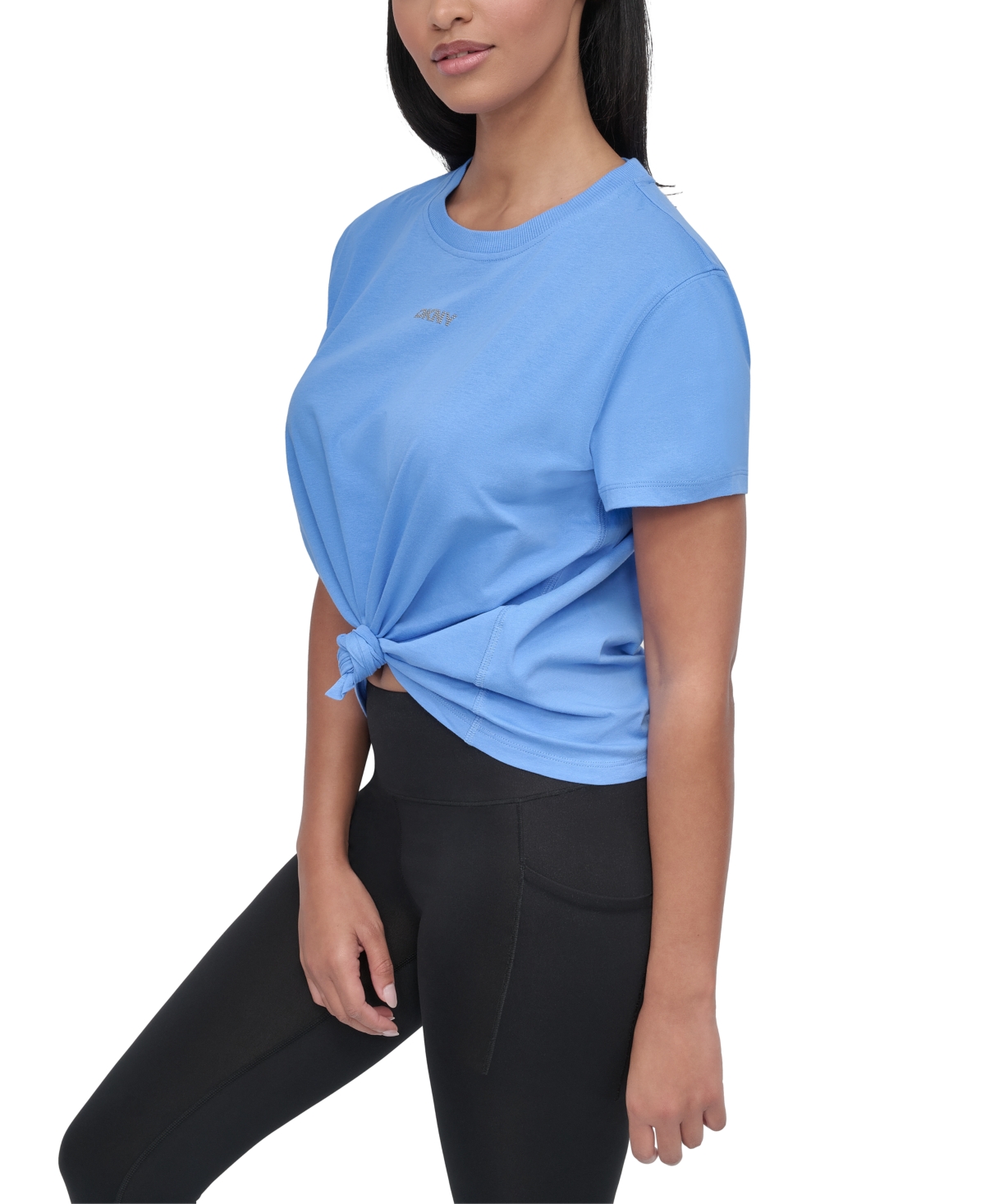 Dkny Women's Studded-logo T-shirt In Blue