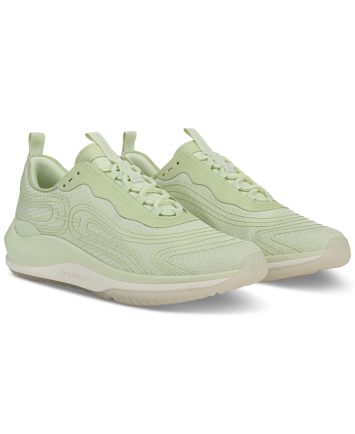 Sam Edelman Women's Miles Mixed-Media Lace-Up Sneakers - Citrus Lime Mesh