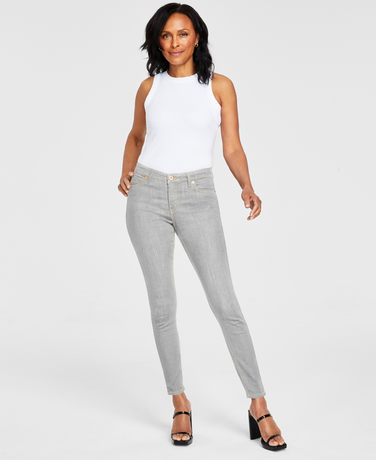 Women's Mid-Rise Skinny Jeans, Exclusively at Macy's - Grey