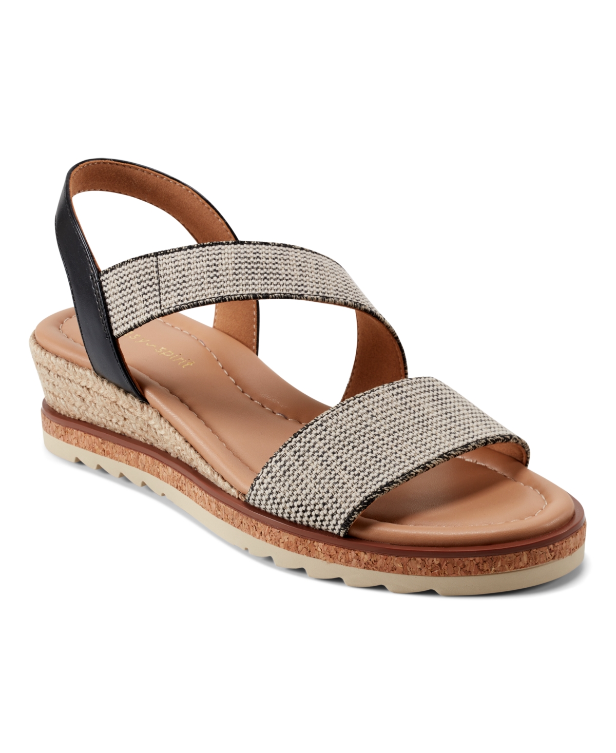 Shop Easy Spirit Women's Sabina Strappy Low Wedge Sandals In Beige,black