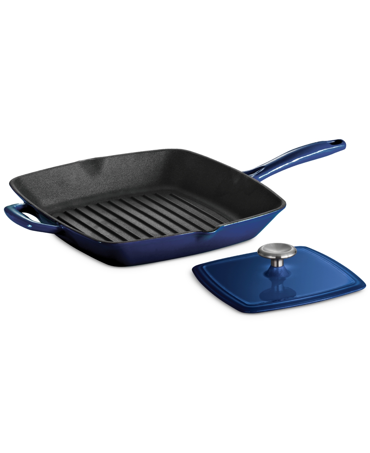 Tramontina Enameled Cast Iron 11" Grill Pan With Press In Navy