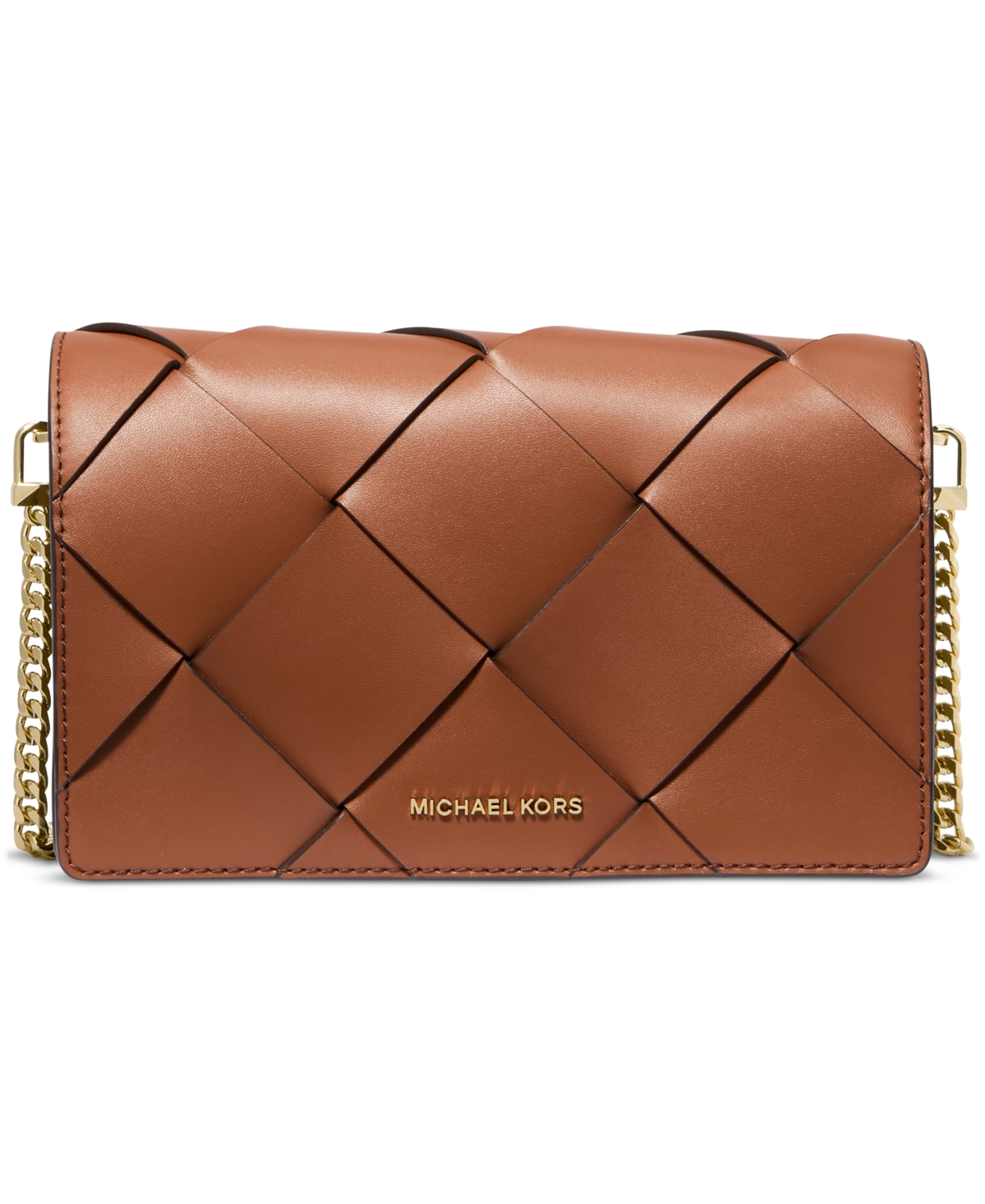Shop Michael Kors Michael  Jet Set Small Flap Chain Leather Crossbody In Luggage