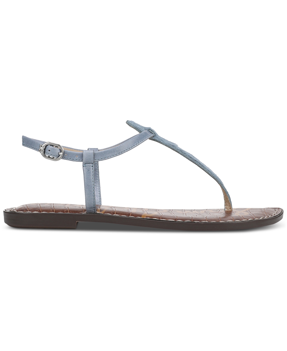 Sam Edelman Women's Gigi T-strap Flat Sandals In Blue Breeze Leather