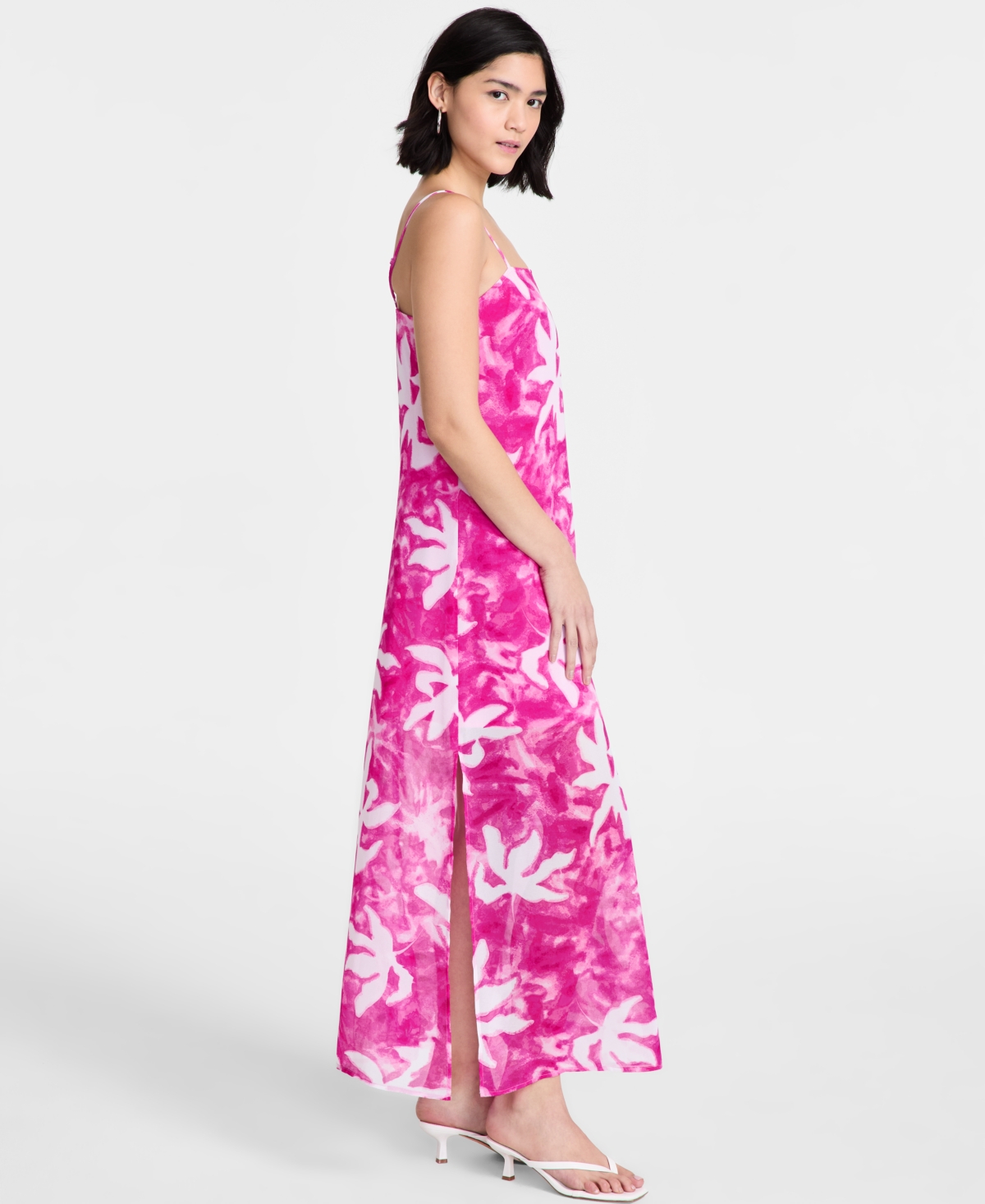 BAR III WOMEN'S PRINTED SHEER OVERLAY MAXI DRESS, EXCLUSIVELY AT MACY'S 