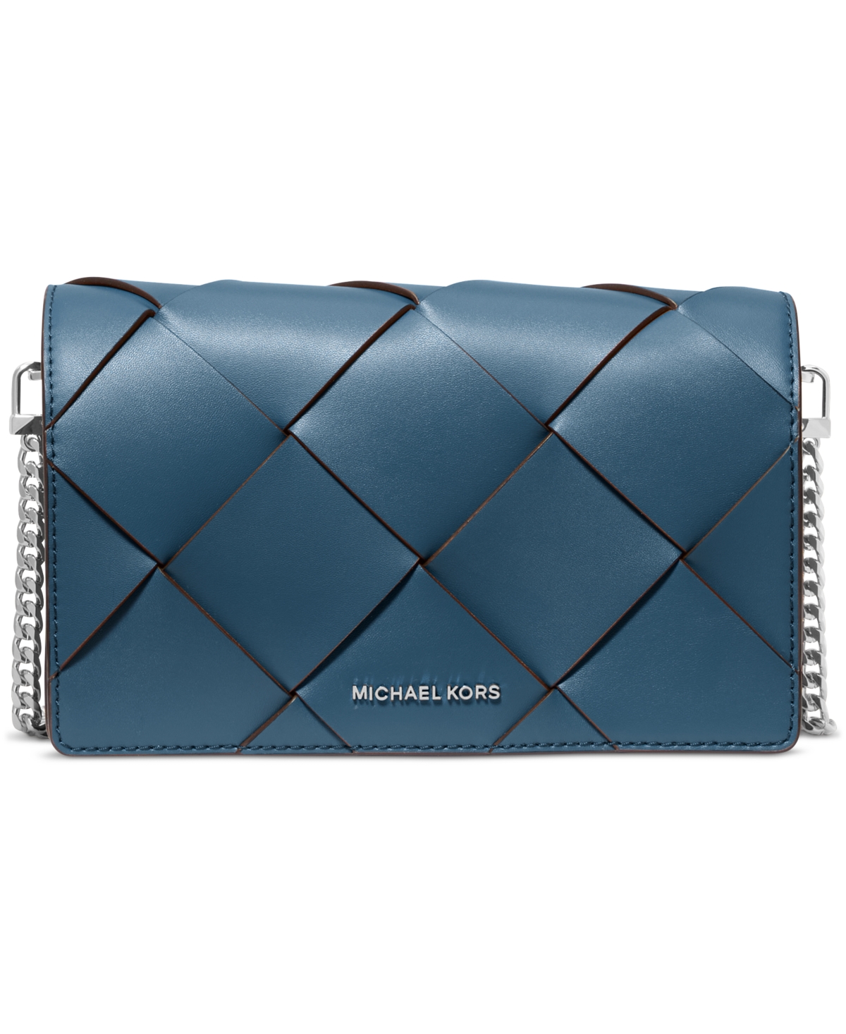 Michael Kors Michael  Jet Set Small Flap Chain Leather Crossbody In Dark Chambray
