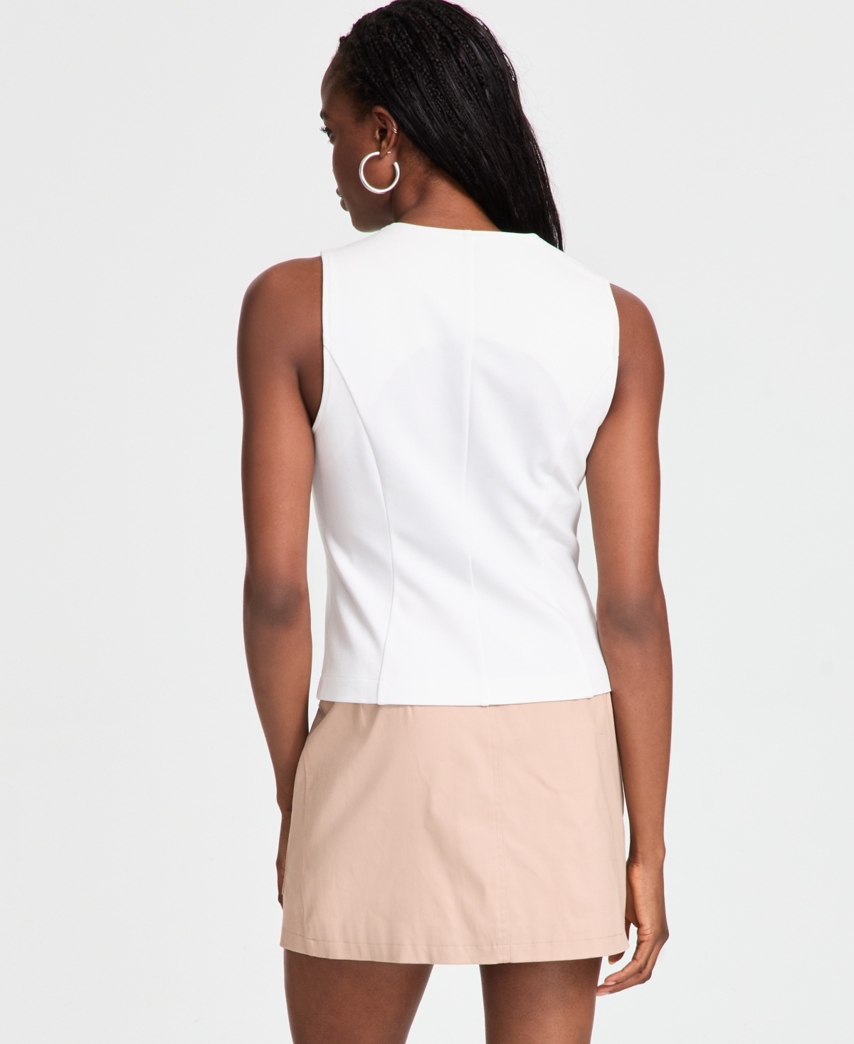 Bar Iii Women's Sleeveless Dual-zipper Ponte Top, Exclusively At Macy's In White