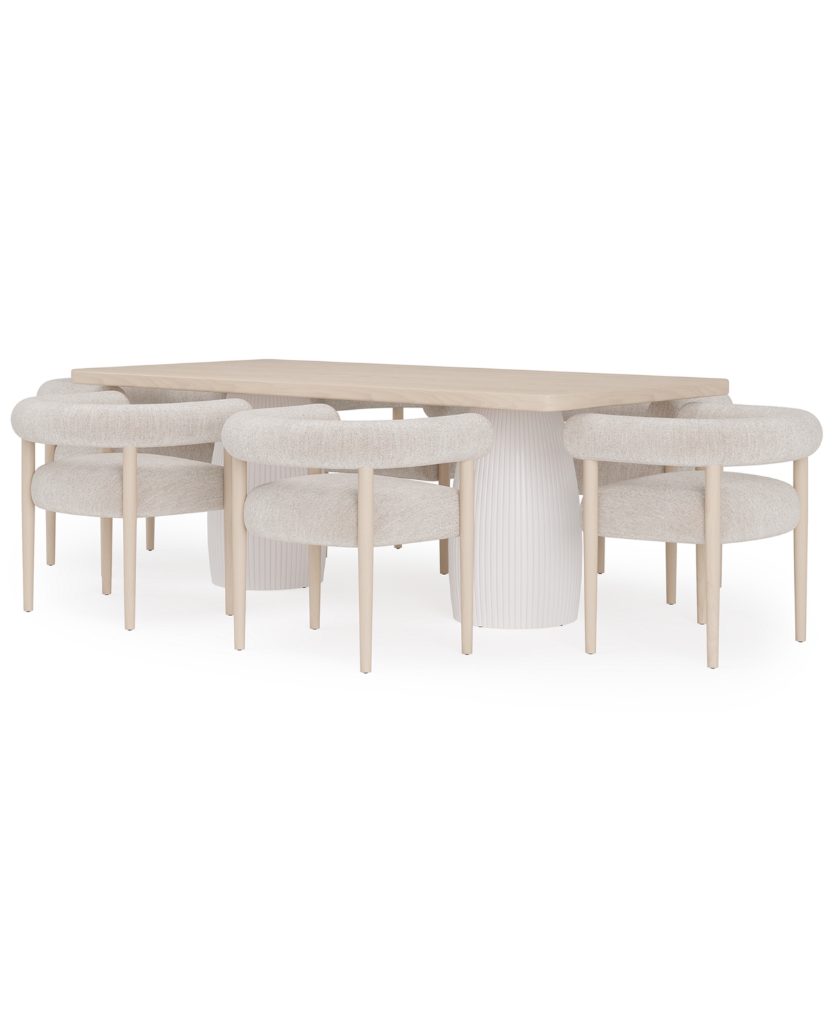 Macy's Lunare 7-pc. Dining Set (rectangular Table & 6 Rolled Back Chairs) In No Color