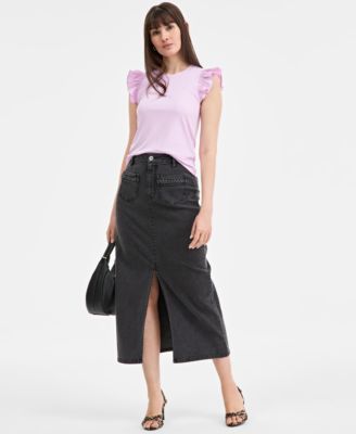 On 34th - Women's Ruffle-Sleeve Knit Top