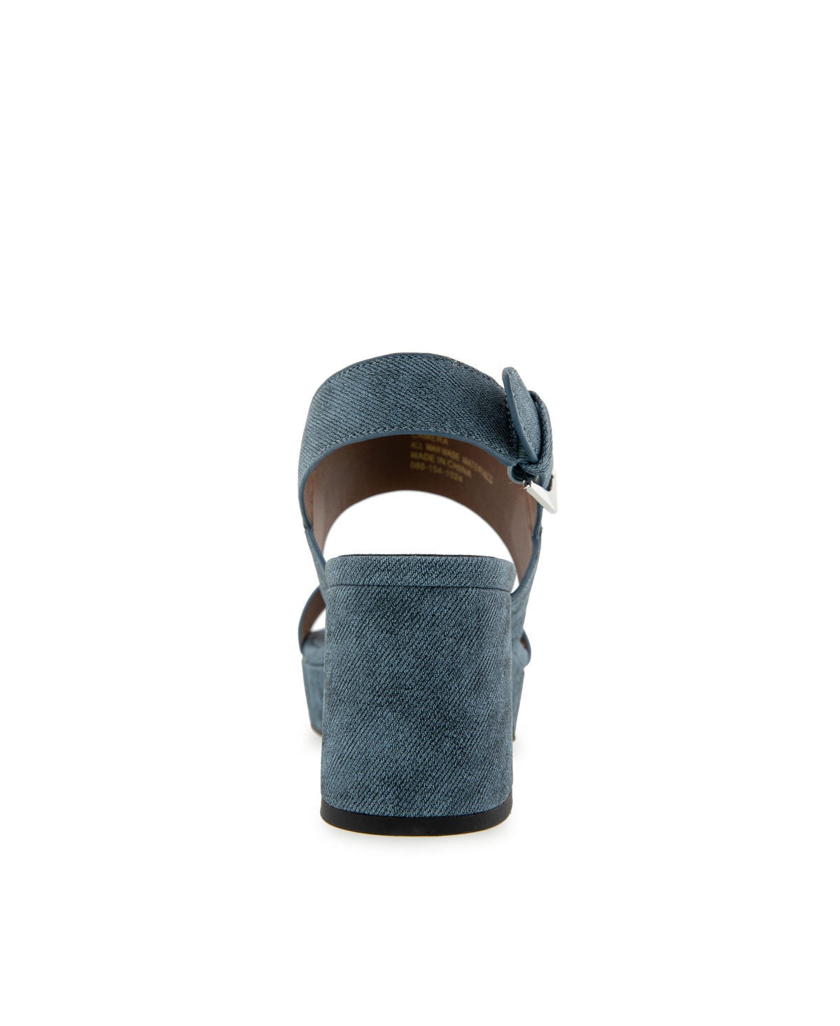 Shop Aerosoles Women's Camilia Round Toe Platform Sandals In Blue Jean Denim Textured Faux Leather