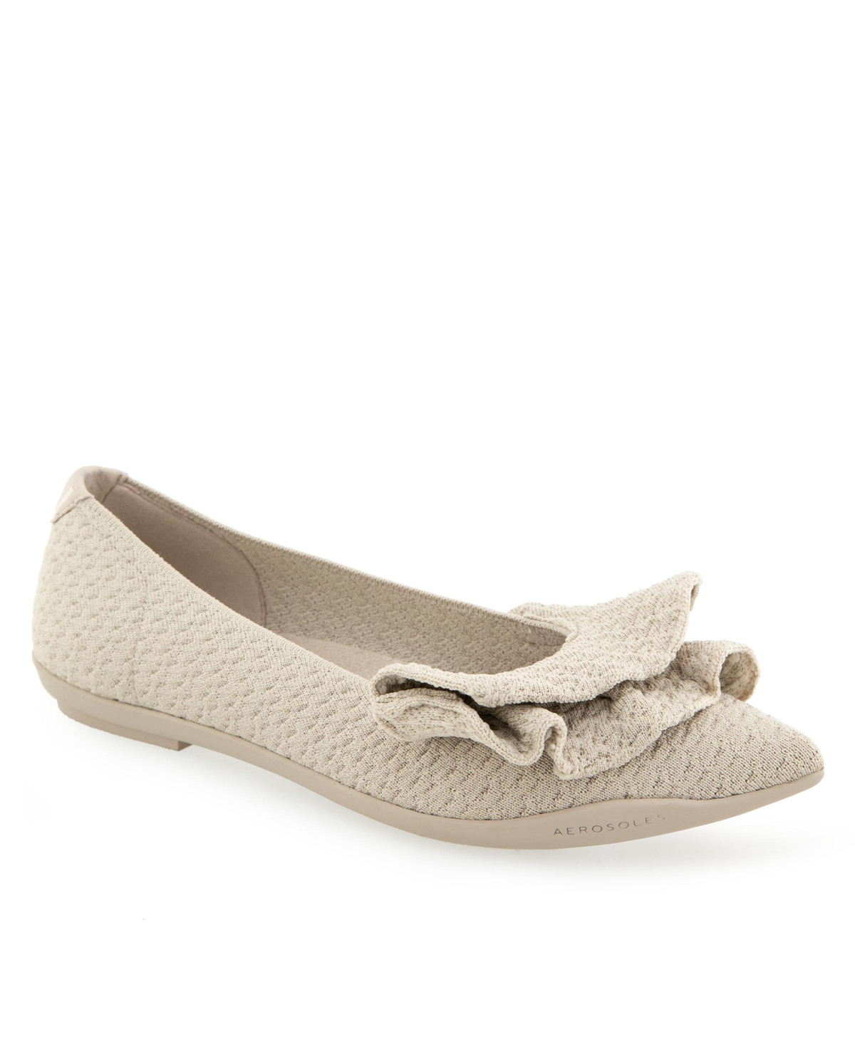 Shop Aerosoles Women's Damira Pointed Toe Dress Flats In Stone Textured Knit Fabric