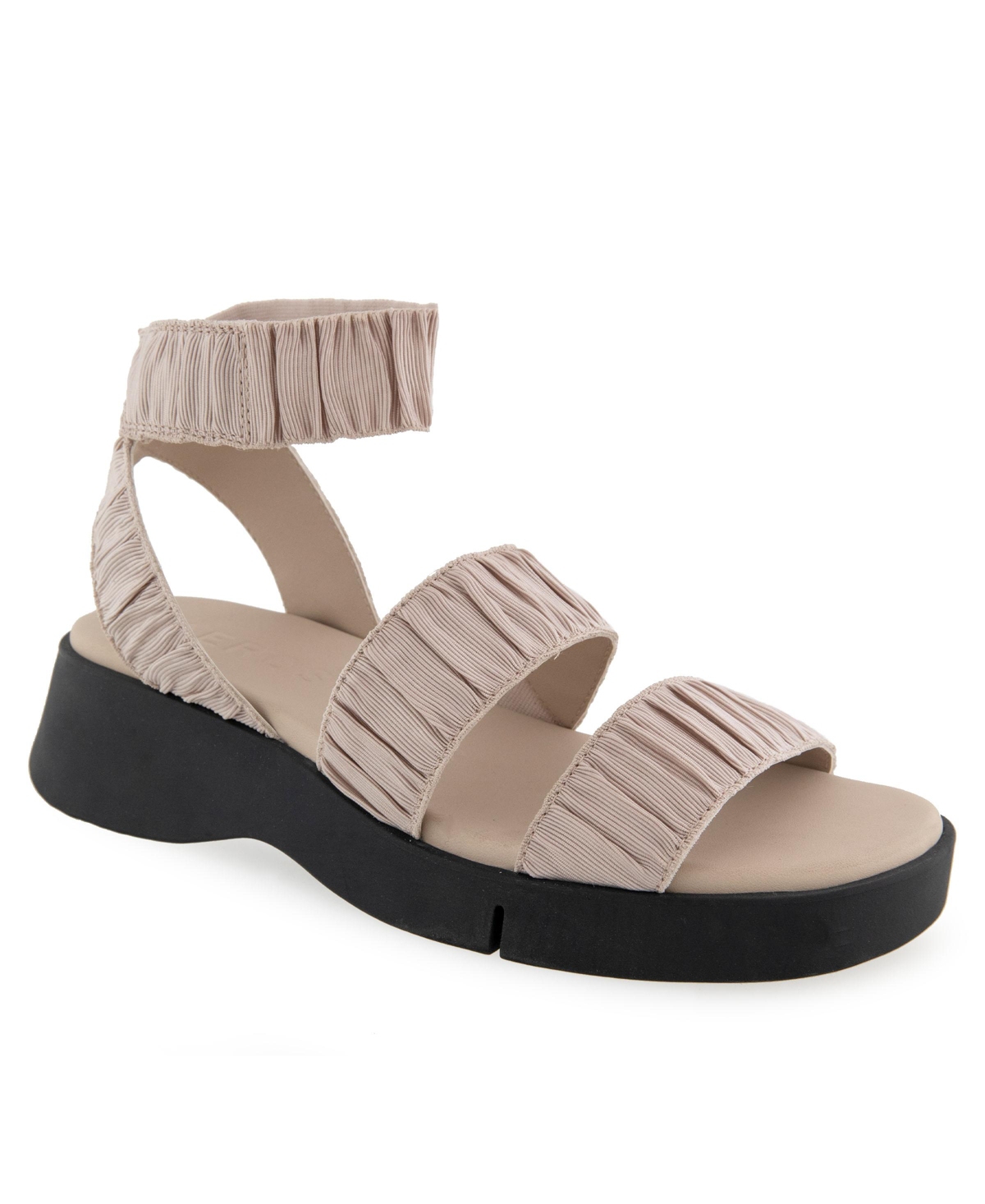 AEROSOLES WOMEN'S FIONA ROUND TOE FLATFORM SANDALS 