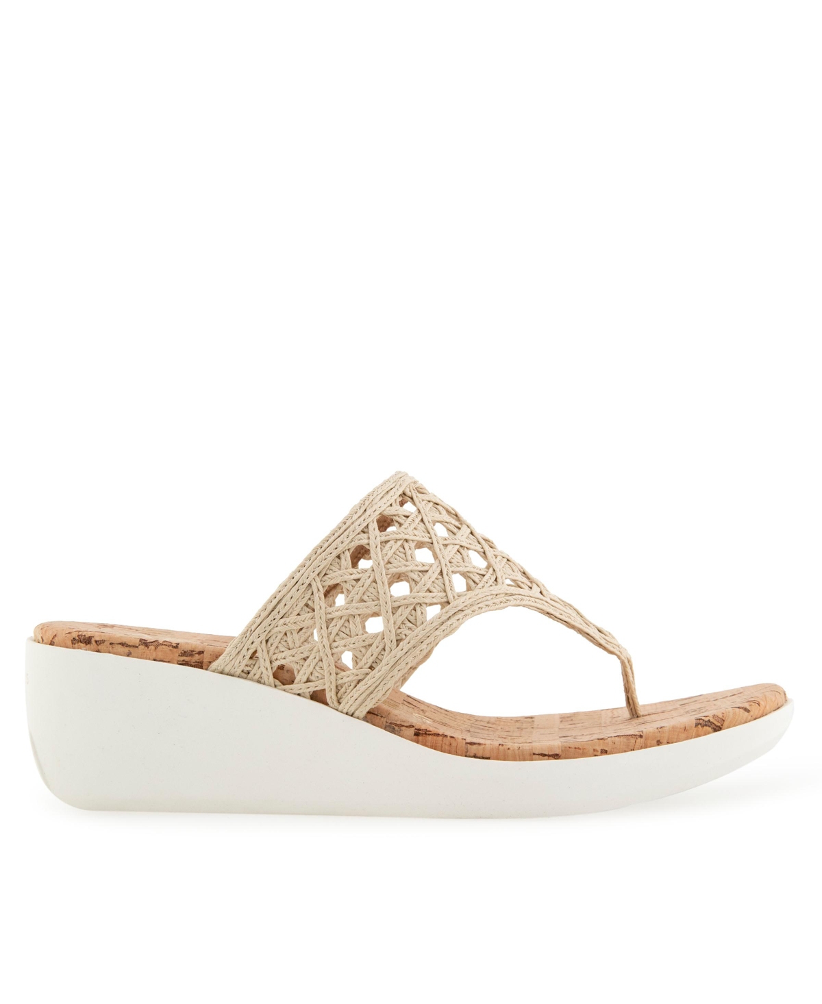 Shop Aerosoles Women's Ivie Round Toe Wedge Sandals In Natural Raffia