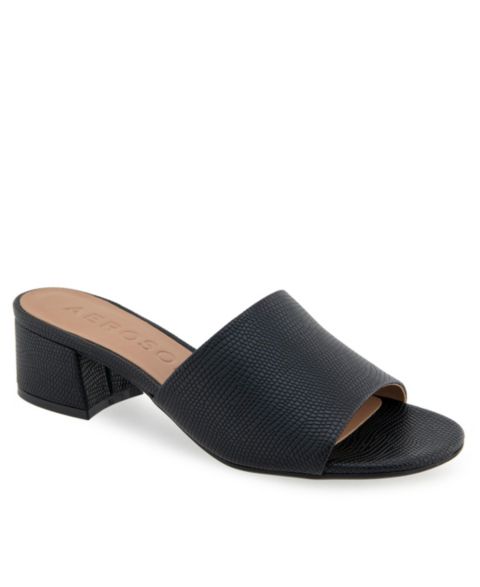 Женские сандалии Aerosoles Como Round Toe Slide, цвет: Чёрная искусственная кожа