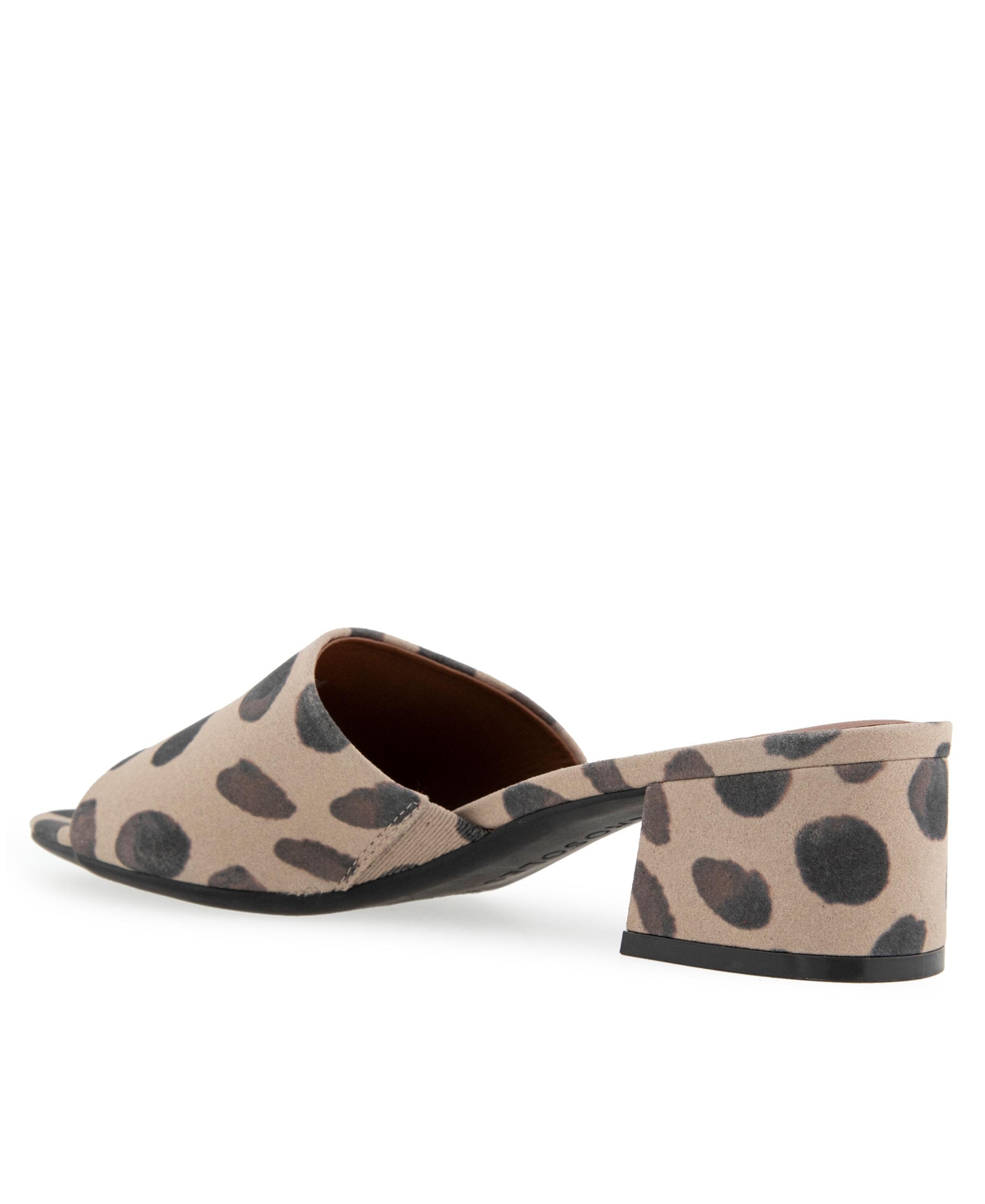 Shop Aerosoles Women's Como Round Toe Slide Sandals In Natural,brown Spotted Faux Suede