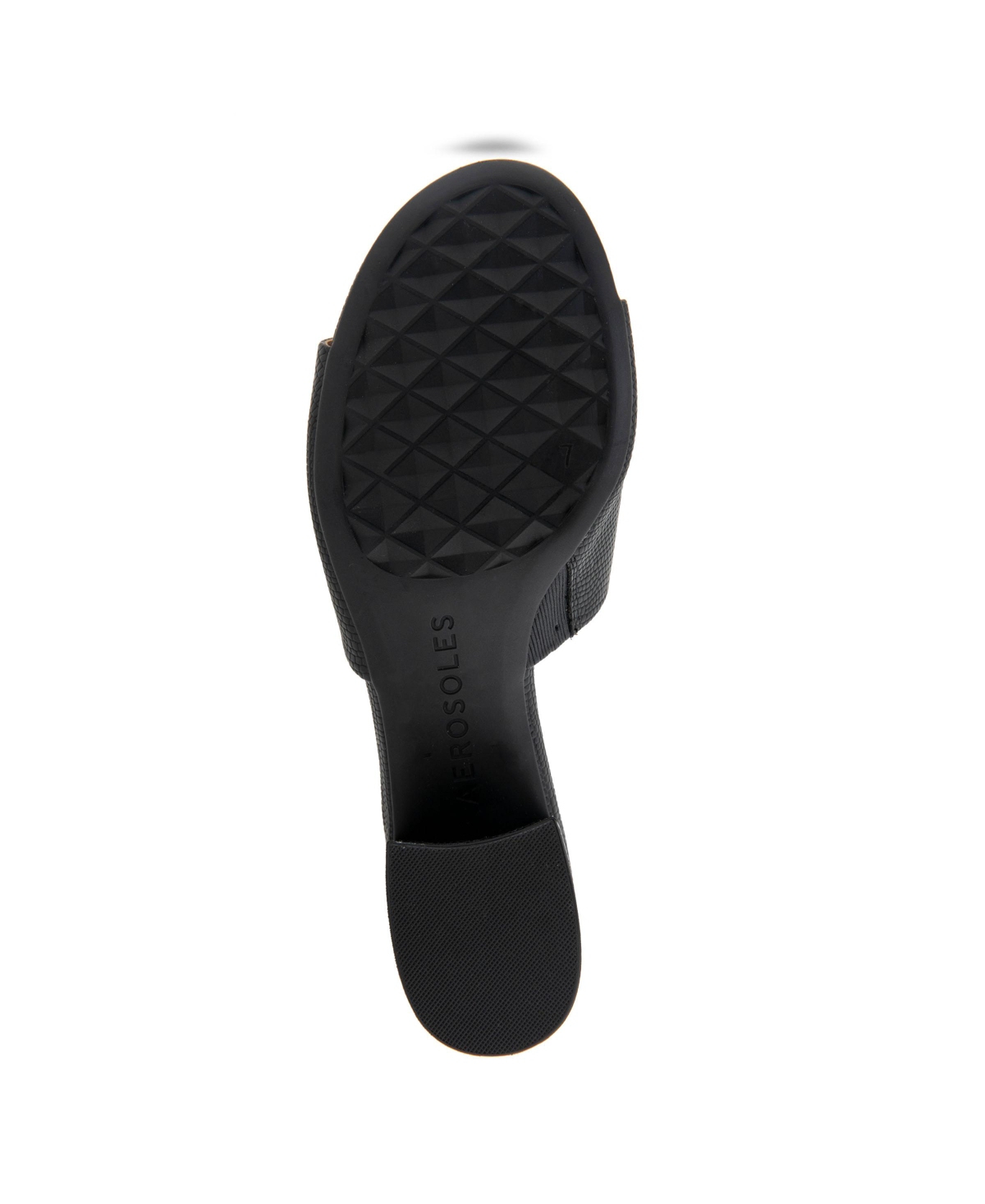 Shop Aerosoles Women's Como Round Toe Slide Sandals In Black Lizard Embossed Faux Leather