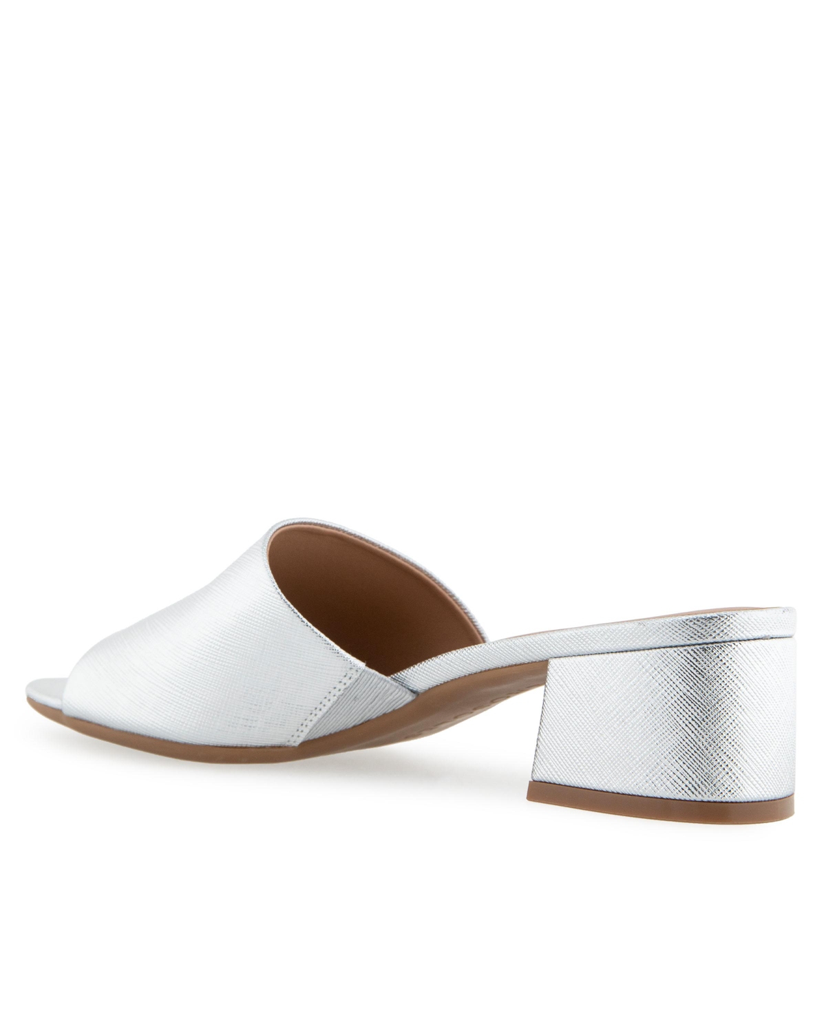 Shop Aerosoles Women's Como Round Toe Slide Sandals In Silver Metallic Textured Faux Leather