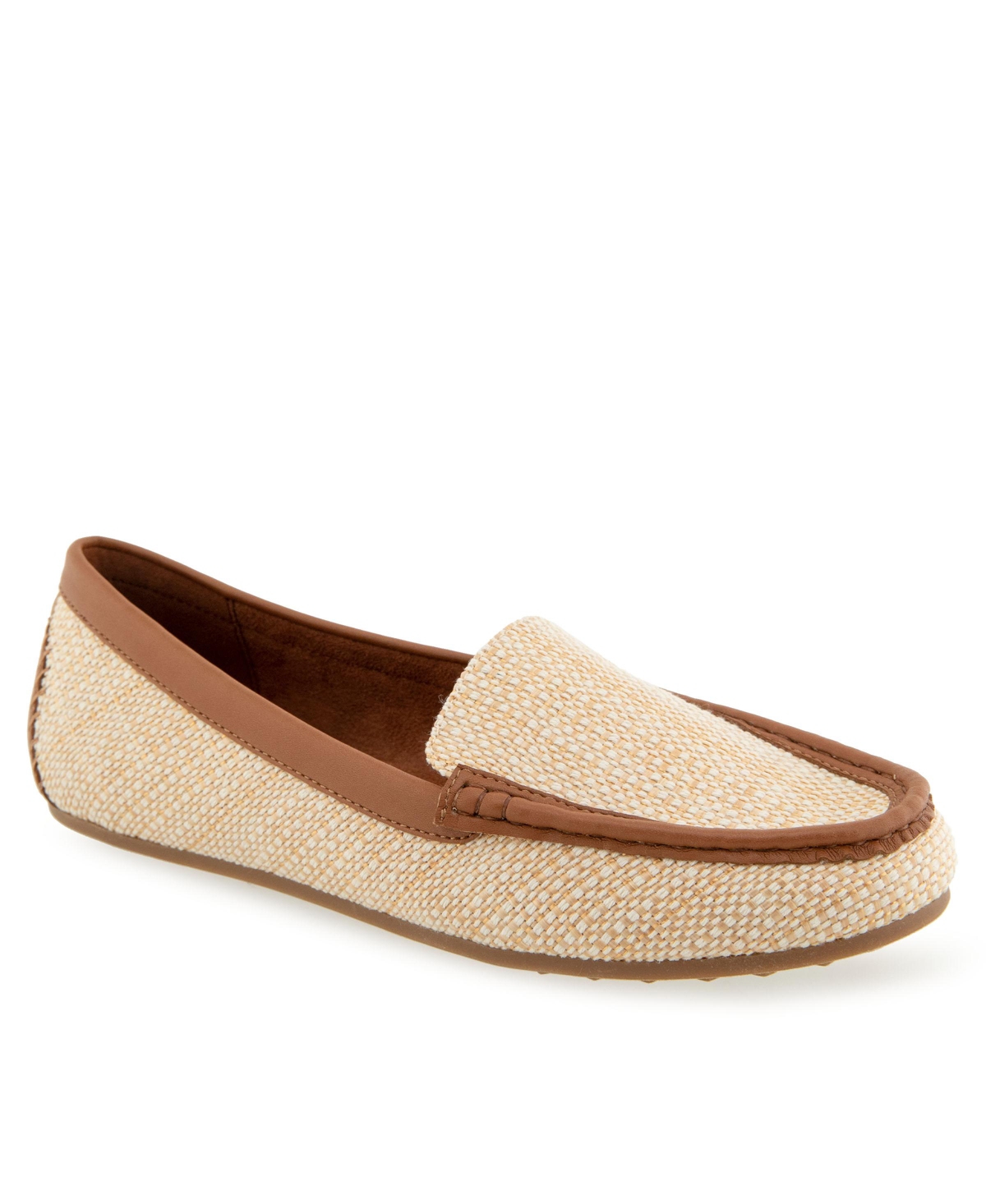 Shop Aerosoles Women's Over-drive Round Toe Loafer Flats In Natural Raffia